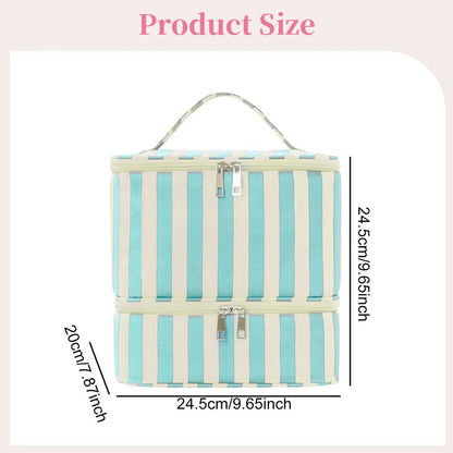 Double Layer Nail Polish & Essential Oils Storage Bag, Portable 30-Compartment Nail Care Kit, Manicure Tools Organizer Case
