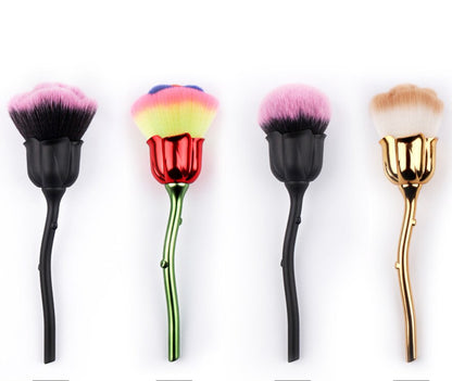 Flower Nail Brush For Manicure Rose Nail Art Brush Nail Accesories Tools Popular Round Small Gel polish Dust Cleaning Brushes